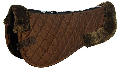 Rhinegold Cotton Horse Riding Saddle Pad - Luxury Equestrian Cotton Pad Saddle with Faux Fur, Trimmed Edges & Girth Replacement Straps. Horse Equipment - Numnahs for Horses & Ponies