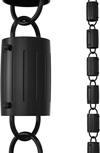 Rain Chains Direct - Barrel Rain Chain - 8.5 FT - Durable Black Powder-Coated Aluminum - Premium Rain Chains for Gutters
