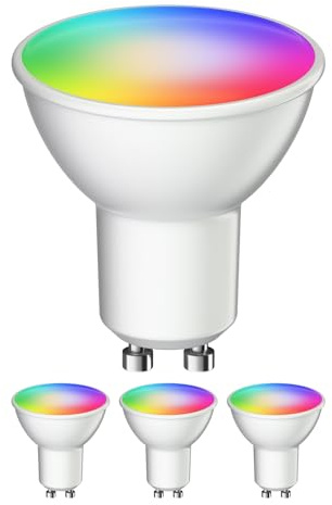 ledscom.de 4x GU10 LED RGB-lampa, PAR16, varmvit - kallvit (2900-6200 K), 5,5 W, 473lm, 103°, Smart Home, WLAN, Alexa, matt