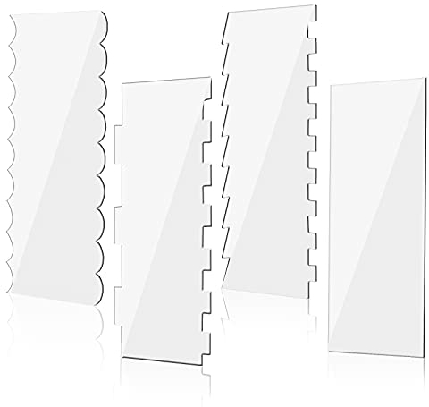 Umsole Acrylic Cake Scraper Decorating Contour Comb 9.45 Inch Cake Buttercream Icing Smoother Edge Tool Pastry Cutter Kitchen Baking Tools for DIY Different Shapes of Cake Edges,4 Pieces 7 Styles