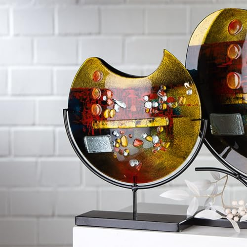 GILDE GLAS art Dekovase – Designer Deko abstrakte Vase Dekoobjekt – Home Design für Wohnzimmer Schlafzimmer – Höhe 38 cm
