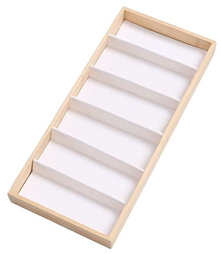 Keptfeet Vassoio Porta Bicchieri per Cassetto | Organizer per Vassoio per Occhiali da Sole in Legno a 6 Griglie,Vassoio per Gioielli per Occhiali da Esposizione per Occhiali da Donna