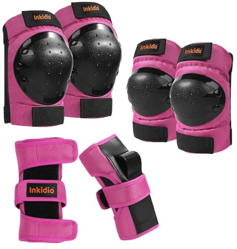 Inkidio Kids/Youth/Aduit Women Knee Pad Elbow Pads Guards Protective Gear Ideal for Roller Skate Inline Skating Skateboard Scooter Riding Cycling Bike Sports (Small(3-7 Years), Pink)