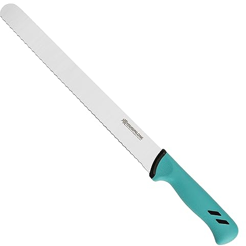 YOUSUNLONG Coltello da pane seghettato - Affettatrice per pane da 305 mm - Bordo seghettato ultra affilato - Acciaio al molibdeno ad alto tenore di carbonio - Manico in Santoprene
