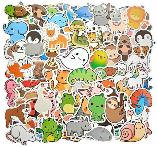 GYGYL 100pcs Cute Animal Stickers, Waterproof Stickers for Water Bottles, Laptop, Computer, Car, Luggage, Cup, Phone (Animal Style 2)