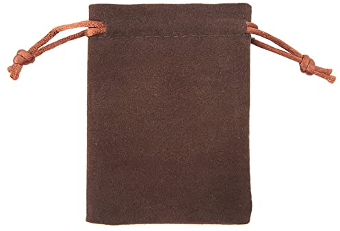 WELLDOER Würfelbeutel mit Kordelzug, Samt, Schmuckbeutel, Flanell, Geschenkbeutel, 13 x 18 cm, Samt-Würfelbeutel, Tarots Kordelzugbeutel, braun
