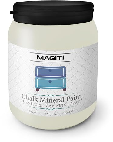 MAGITI Chalk Mineral Paint - Chalk Paint for Furniture, Kitchen, Home Decor, All In One - Craft Projects (WHITE OFF, 32)