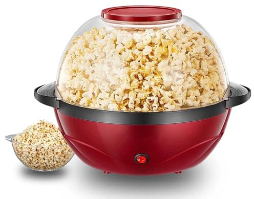 SMoonga Macchina per Popcorn, Macchina per Popcorn da 3,6 Litri, Macchina per Popcorn elettrica da 850 W, Macchina per Popcorn Veloce ad Aria Calda, Rivestimento Antiaderente