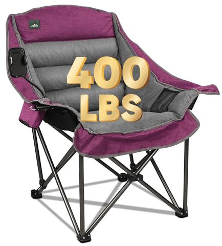 Northroad Oversized XL Padded Camping Chair w/Cell Phone Holder, Large Camp Lounge Chair, Foldable Lawn Chair w/Cup Holder,Carry Bag for Outdoor Hiking, Beach, Picnics, Heavy-Duty 400-lbs Capacity