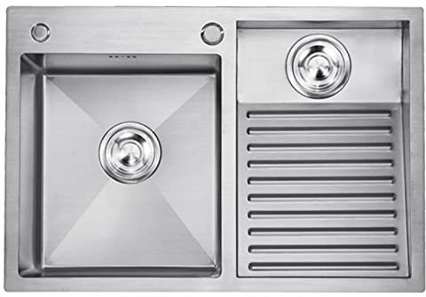 GLMGBP Fregadero de balcón de Acero Inoxidable 304 de Gran tamaño con Doble cubeta, sobre encimera, estación de Trabajo, Fregadero de Cocina bajo encimera con Tabla de Frotar y Accesorios