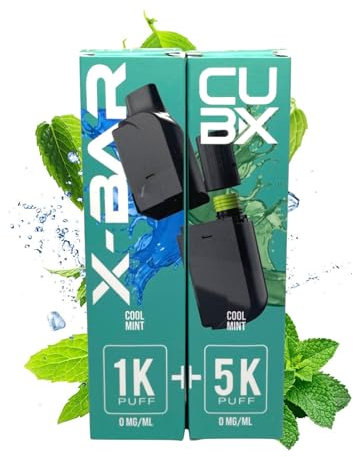 CUBX- double pod remplissable (batterie non incluse) sans nicotine ni tabac, Vente interdite aux personnes âgées de moins de18 ans (saveur : Menthol)