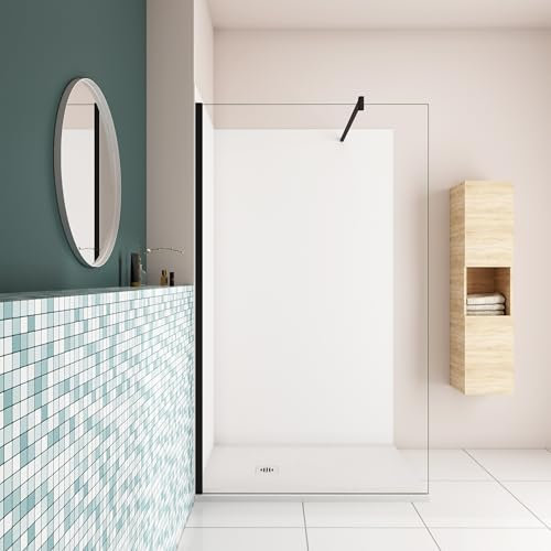 AICA ensemble complet douche à l'Italiennne 120x200cm avec 2 panneaux mural de douche cabine de douche et un receveur de douche modèle ACP9012WM12E-131B+FRG912-Q63