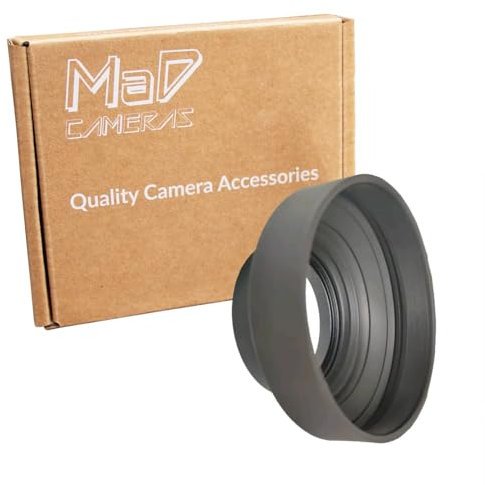MaD Camera - 49mm Collapsible Rubber Lens Hood - Screw-On Camera Hood Compatible with Canon/Nikon - Essential Camera Lens Hood Accessory