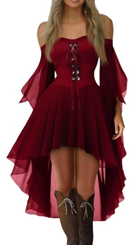 Vestito Halloween Donna Rinascimentale Elegante Sexy Carnevale Medievale Vestito da Cerimonia Donna Regina Princess Principesse Fata Abito