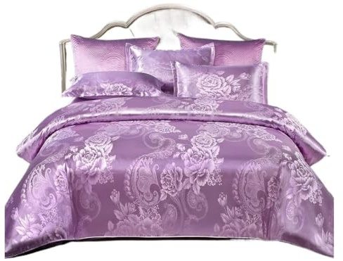 LuoAXINN Satin sängkläder set jacquard king size sängkläder set lyx europeiska bröllopsset drottning amerikansk satin dubbelt påslakan 220 x 240 (färg 12, SET_150 x 200 cm 1 st)