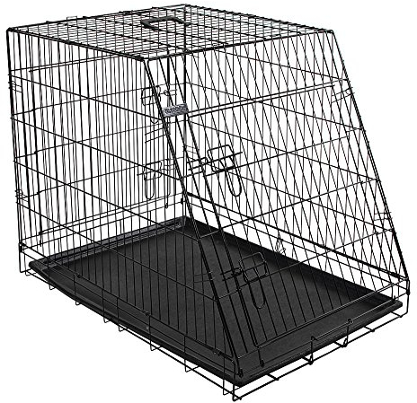 Kerbl Slanted Front Dog Cage Collapsible 2 Doors, 92 x 63 x 74 cm, Black