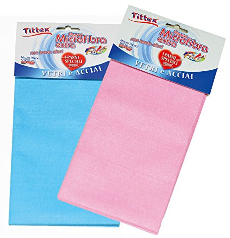 TITTEX Panno in Microfibra per Vetri e Acciaio, 50x50 cm, Pulizia impeccabile Senza aloni, Ideali per finestre, specchi, Piano Cottura in Acciaio, schermi TV e PC, superfici Bagno e Cucina. 1 Pezzo
