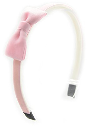 PrettyBoutique Velvet Bow Girls Alice Headband Hair Band (Light Pink)