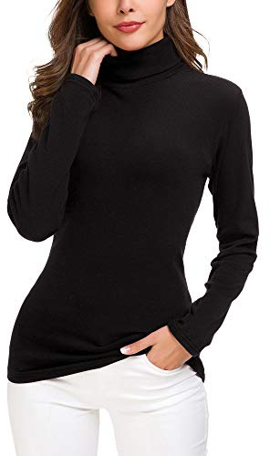 EXCHIC Långärmad polotröja för kvinnor smal passform stickad pullover tröja toppar