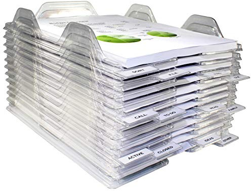 EZSTAX File Organizers - Letter Size, Stackable Trays for Desk - for Office Files, Mail, Documents - 12 Pack, Clear