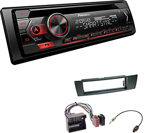 Pioneer DEH-S320BT 1-DIN Autoradio Bluetooth CD-Tuner USB Spotify inkl. Einbauset passend für BMW 1er 2004-2007 schwarz nur 4/5-Türer