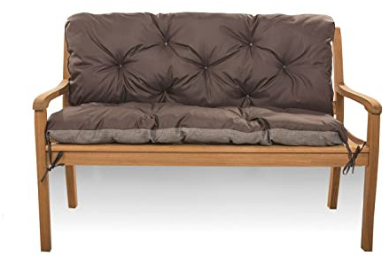 Cojín para columpio de Hollywood, resistente a la intemperie, cojín de banco para exteriores, columpio de jardín, cojín con respaldo (120 x 50 x 40 cm), color marrón