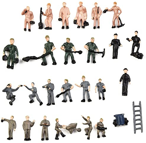50pcs Personas Figuras 1:87 HO Escala Modelo Ferroviario Trabajador Pintado Figuras con Escalera de Cubo Para Trenes Diseño de Paisaje Arquitectónico