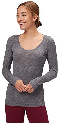 Icebreaker Merinowolle Damen Unterwäsche - Siren Langarmshirt Sweetheart | Pullover | Longsleeve | Funktionsshirt Langarm | Longshirt | Merino Pullover - Gritstone Heather, XL