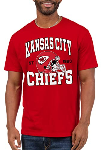Junk Food Clothing x NFL - Kansas City Chiefs - Casco del equipo - Camisa de manga corta para hombre y mujer - Talla XL