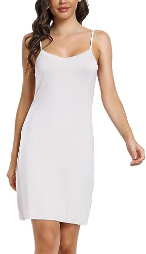 Sopesil Combinaciones para Vestidos Mujeres Enaguas Enteras Camisiones Tirantes para Mujer Full Slip Modal Petticoat Strapless Slip Elegante Mini Vestido sin Mangas Sexy,Blanco,XXL