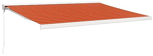 vidaXL Markise, Sonnenmarkise Einziehbar, Gelenkarmmarkise für Terrasse Balkon, Sonnenschutz Terrassenmarkise Balkonmarkise, Orange Braun 4x3m Stoff Aluminium