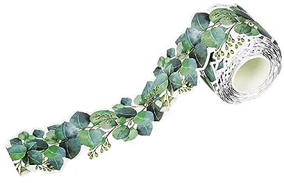 FSSTUD Eukalyptus-Bordüre selbstklebend Wanddekoration Trim 10 m x 7,6 cm Grün tropische Blätter Wanddekoration Tafel Kreidetafel Whiteboard Trim