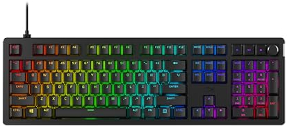 HyperX Alloy Rise - Teclado gaming mecánico, switches Red, hot swap en caliente, Patas Ajustables, carcasa magnética intercambiable, Negro (QWERTY Español)