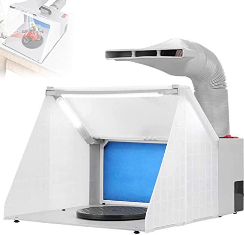 PLABNK Banco de Trabajo de Pintura en Aerosol Modelo, Kit de Cabina de pulverización con aerógrafo con luz LED y Ventilador de Escape de 25 W para Bricolaje, Pintura, Modelos, Pasteles