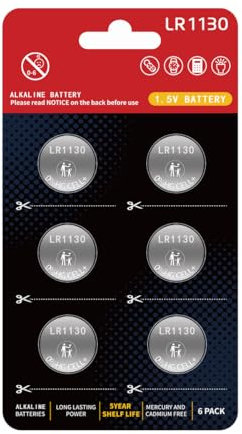 JUNINXIU Lot de 6 piles bouton alcalines AG10 LR1130 L1131f L1131c SG10 389 189 1,5 V Longue durée de vie de 5 ans