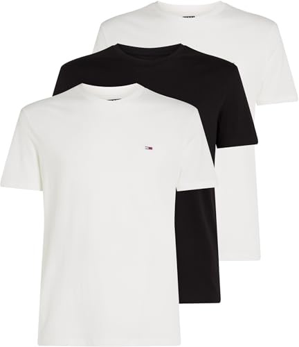 Tommy Jeans Herren TJM Xslim 3 Pack Tee Dm0dm21579 S/S T-Shirt, Multi (Ecru/Ecru/Black), 3XL Große Größen EU