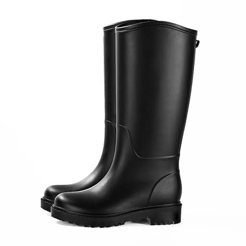 MIXSEN Bottes de Pluie Femme Antidérapantes Tige Haute Bottines Caoutchouc Durable Plat Wellington Confortable Chaussures de Jardin