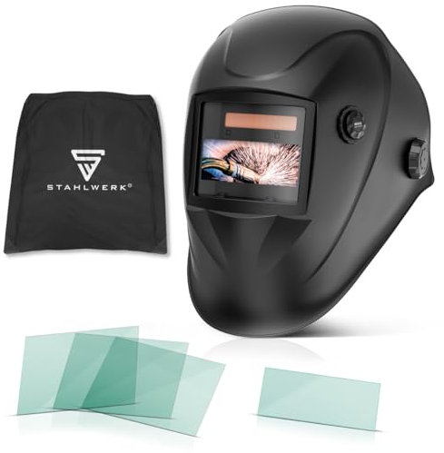 STAHLWERK Automatik-Schweißhelm WORKER 3-in-1 Schweißerhelm | Schweißschild | Schweißmaske mit True-Colour-Echtfarbwiedergabe, automatischer Abdunkelung DIN 4 bis DIN 13 und Optischer Klasse 1/1/1/2