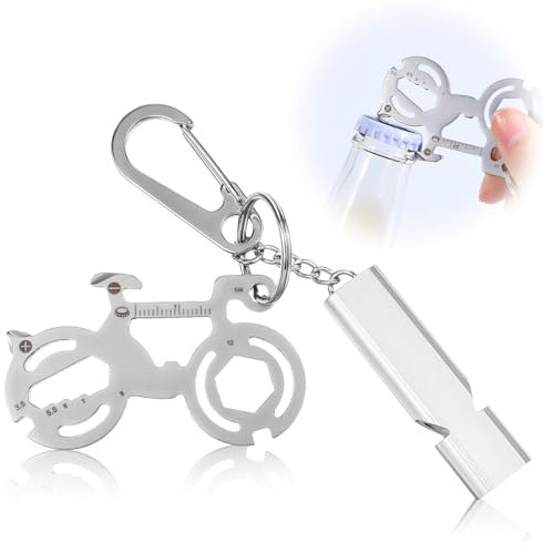 AOZUO Fahrrad Multitool Fahrrad Werkzeug mit Aluminiumpfeifen, 12 in 1 Multitool Schlüsselanhänger Fahrrad Schlüsselanhänger Anhänger Feiertagsgeschenke für Mountainbikes, Wandern, Camping