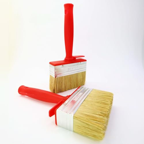 2 PCS Brocha Pintura, Pinceles Pintura, Tamaño 100mm x 30mm con Cerdas de Poliéster, Ideal para Pintar Superficies de Madera y Paredes