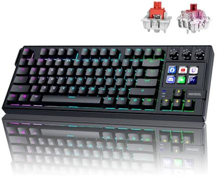 MMOBIEL Teclado Mecánico para Stream Deck Teclado QWERTY RGB Hot-Swappable con 6 Teclas Macro LCD Programables y 3 Diales de Control para OBS, Streaming, Edición de Video – para Windows/macOS