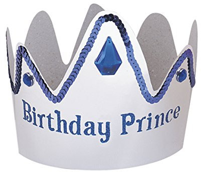 Unique Party- Corona Principe di Compleanno di Carta-Birthday Prince, Blue, Taglia Unica 90066