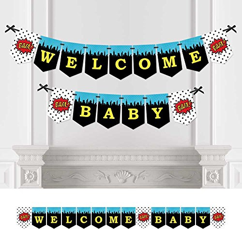 Big Dot of Happiness Bam Superhero - Baby Shower Bunting Banner - Comic Book Party Decorations - Welcome Baby