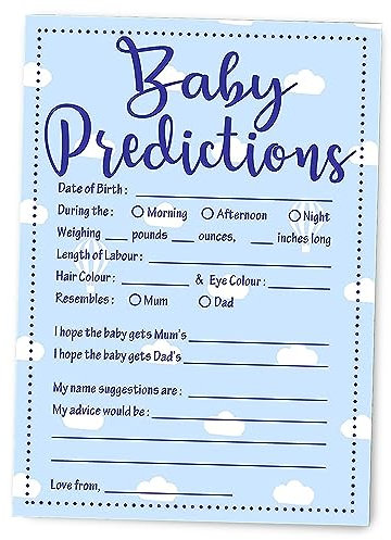 Baby Prediction Cards - 10 Players - Perfect Baby Shower Party Game! (Blue)