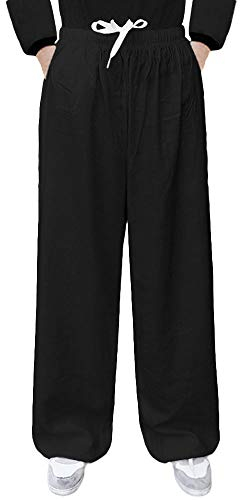 G-LIKE Tai Chi Trainingshose Haremshose – Traditionelle Chinesische Kampfkunst Kung Fu Wushu Yoga Unisex Damen Herren Freizeithose Weite Beine Aladinhose Jogginghose Baumwolle Leinen (Schwarz, L)