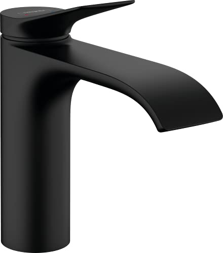 hansgrohe Waschtischarmatur Vivenis, Wasserhahn Bad mit Auslauf Höhe 110 mm, Badarmatur wassersparend, Mattschwarz