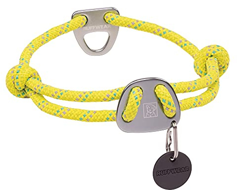 RUFFWEAR Knot-a-Collar, Reflective Adjustable Rope Dog Collar, 20-26, Lichen Green