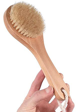 VOANZO Cepillo para el cuerpo, cepillo para la espalda, mango largo, cepillo para ducha de baño, cerdas naturales, piel seca, exfoliante, cepillo para celulitis