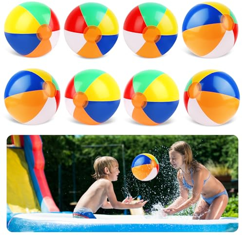 LWMTT 8 Stück Aufblasbare Wasserbälle, Farbig für Baby und Kinder, Pool Party, Sommeraktivitäten im Freien, Strandparty