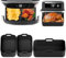 Air Fryer Liners Silicone for Ninja Flexi Drawer Air Fryer Accessories AF500UK, Large Silicone Air Fryer Liner Reusable Two Size Inserts, 1 x 10.4L and 2 x 5.2L(3 Pack, Black)